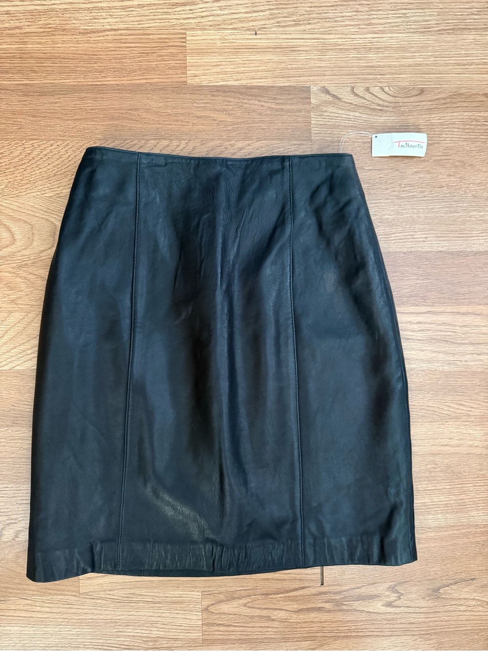 Talbots Black Leather Pencil Skirt